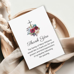 Beerdigung Religious Cross floral Vielen Dank Dankeskarte