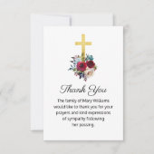 Beerdigung Religious Gold Cross floral Vielen Dank Dankeskarte (Vorderseite)