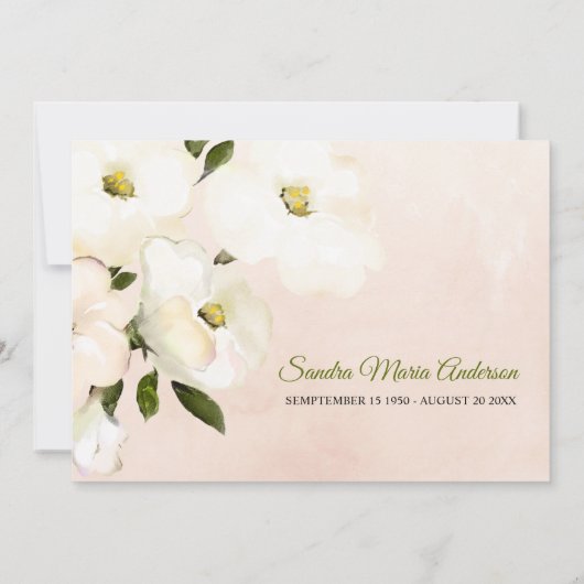 Beerdigung Romantisches Blumenrosa Foto Vielen Dan Dankeskarte (Rückseite)