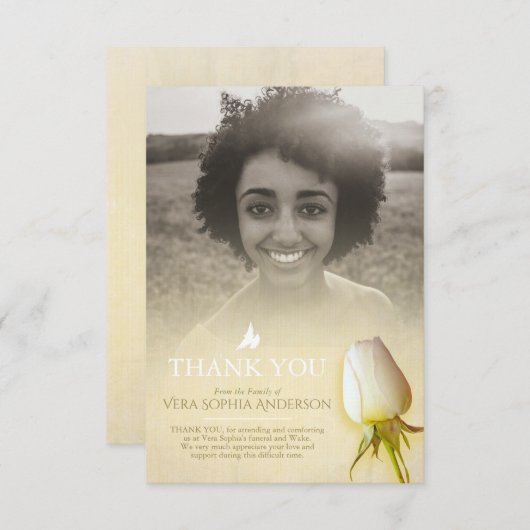 Beerdigung Rosa Foto Familie danke Karte (Vorne/Hinten)