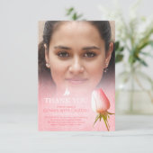 Beerdigung Rosa Rosa Foto Familie danke Karte (Stehend Vorderseite)