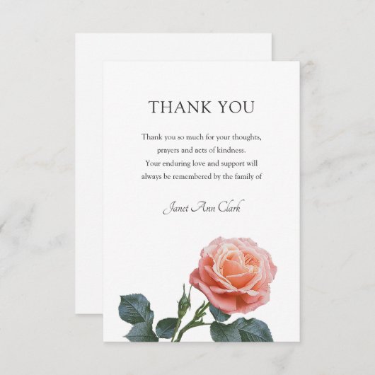 Beerdigung Rose Danke Note Card (Vorne/Hinten)