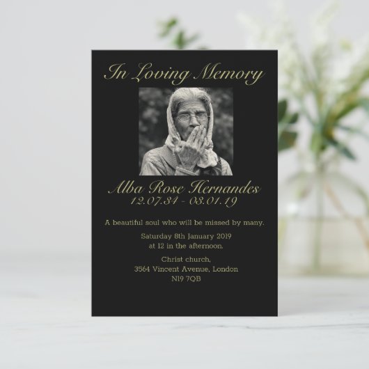 Beerdigung RSVP Karte (Stehend Vorderseite)