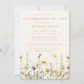 Beerdigung rustikaler Wildblumen Einladung (Vorderseite)