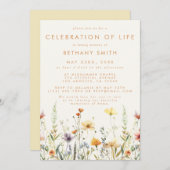 Beerdigung rustikaler Wildblumen Einladung (Vorne/Hinten)