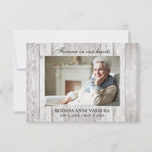 Beerdigung rustikales Holz Sonnenblumen Foto Dankeskarte (Rückseite)