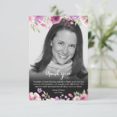 Beerdigung Schwarz-Weiß-Foto-Blüte Dankeskarte (Stehend Vorderseite)