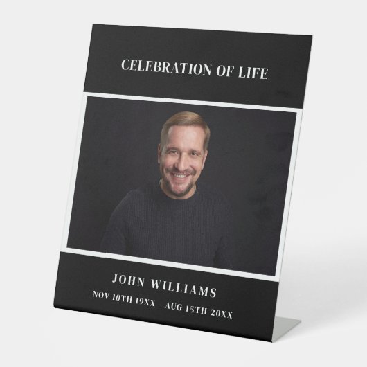 Beerdigung Schwarzes Foto Gedenkfeier Sockelschild (Vorderseite)