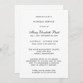 Beerdigung Service Elegante Schwarz-weiße Einladun Einladung (Vorne/Hinten)