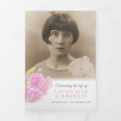 Beerdigung Service-Programm rosa Blüte Foto 6pp Dreifach-gefaltete Programmkarte (Cover)