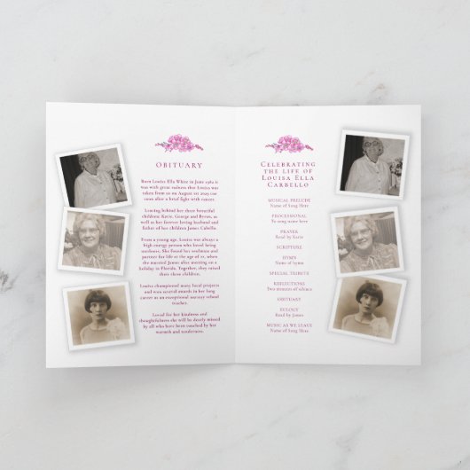 Beerdigung-Service-Programm Rosa Vergessenmernots- Programm (Innenseite)