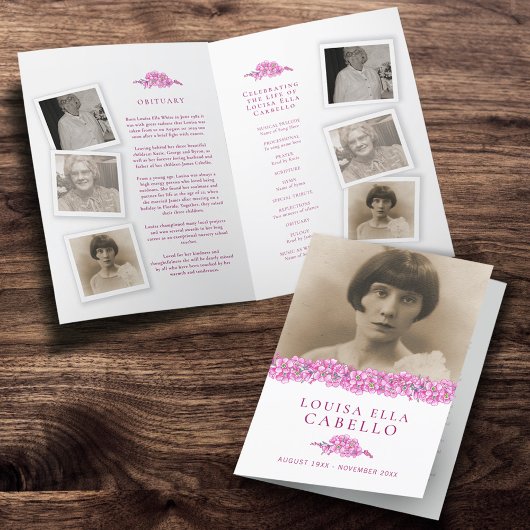 Beerdigung-Service-Programm Rosa Vergessenmernots- Programm