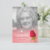 Beerdigung Single rote Rose Foto Gedenkgedicht (Stehend Vorderseite)