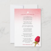 Beerdigung Single rote Rose Foto Gedenkgedicht (Rückseite)