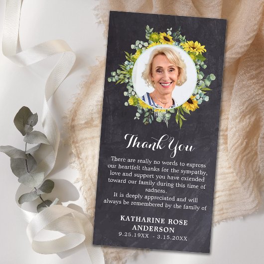 Beerdigung Sonnenblume Eukalyptus Schiefer Foto Be Dankeskarte