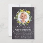 Beerdigung Sonnenblume Eukalyptus Schiefer Foto Be Dankeskarte (Vorderseite)