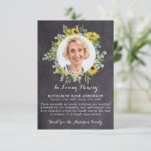 Beerdigung Sonnenblume Eukalyptus Schiefer Foto Be Dankeskarte (Stehend Vorderseite)