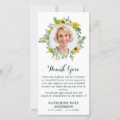 Beerdigung Sonnenblumen Eukalyptus Foto Beileid Dankeskarte (Vorderseite)