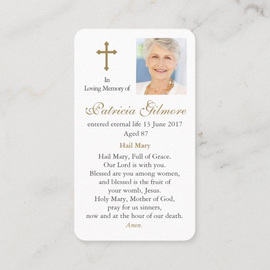 Beerdigung St Christopher Gebet Sympathiekarten Visitenkarte (Rückseite)