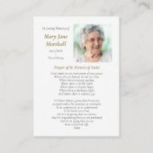 Beerdigung St. Francis vom Assisi Beileid Gebetska Visitenkarte (Rückseite)