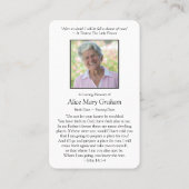 Beerdigung Thérèse aux Rose Gebet Sympathiekarten Visitenkarte (Rückseite)