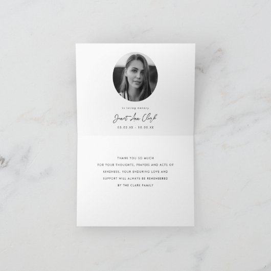 Beerdigung und Beileid Danke, eingeklappte Karte (Innenseite)