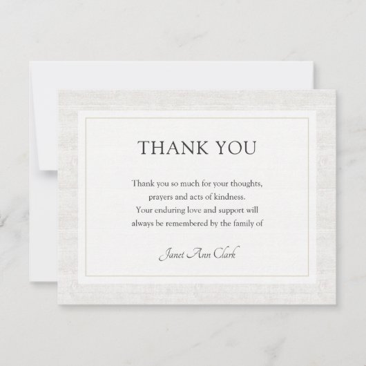 Beerdigung und Beileid Dankeschön Karte | Rustikal (Vorderseite)