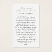 Beerdigung Verlust Jesus Cross Gebet Sympathiekart (Rückseite)