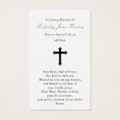 Beerdigung Verlust Mary Herzgebet Sympathiekarten (Rückseite)