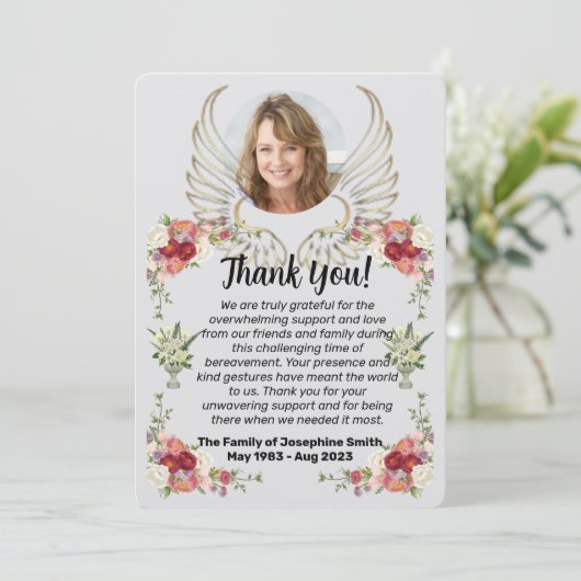 Beerdigung Vielen Dank für Ihre Nachricht für die Einladung (Stehend Vorderseite)