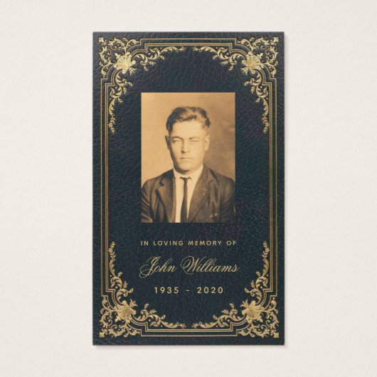 Beerdigung Vintag Blue Gold Gedenkkarte (Vorderseite)