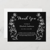 Beerdigung Vintager schwarzer Blütenklassiker Dankeskarte (Vorne/Hinten)