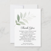 Beerdigung von Aquarellgrün Danke Karte (Vorderseite)