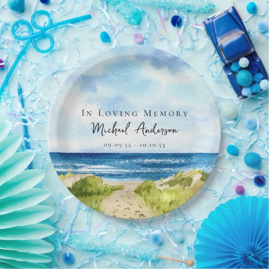 Beerdigung von Beachocean-Gedenkfeiern Geweckt Pappteller (Party)