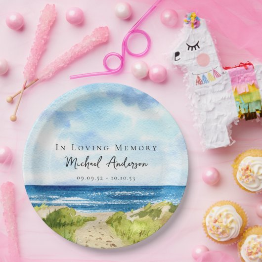 Beerdigung von Beachocean-Gedenkfeiern Geweckt Pappteller (Party)