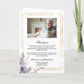 Beerdigung von Beerdigungen von Fotos mit lila und Karte (Rückseite)