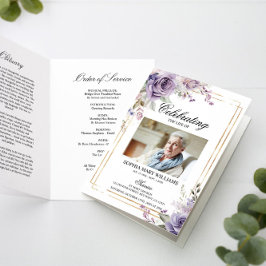 Beerdigung von Beerdigungen von Fotos mit lila und Karte