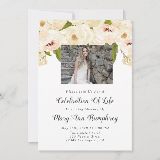 Beerdigung von Einladungen zum Leben, Beerdigung (Vorderseite)