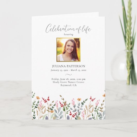 Beerdigung von Fotos zur Beerdigung der Wildblume Programm (Vorderseite)