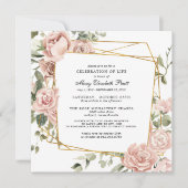 Beerdigung von Lebensbeerdigung Gedenkstätte Rosa Einladung (Vorderseite)