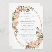 Beerdigung von Lebensbeerdigung Gedenkstätte Rosa  Einladung (Vorne/Hinten)