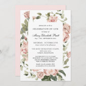 Beerdigung von Lebensbeerdigung Gedenkstätte Rosa Einladung (Vorne/Hinten)