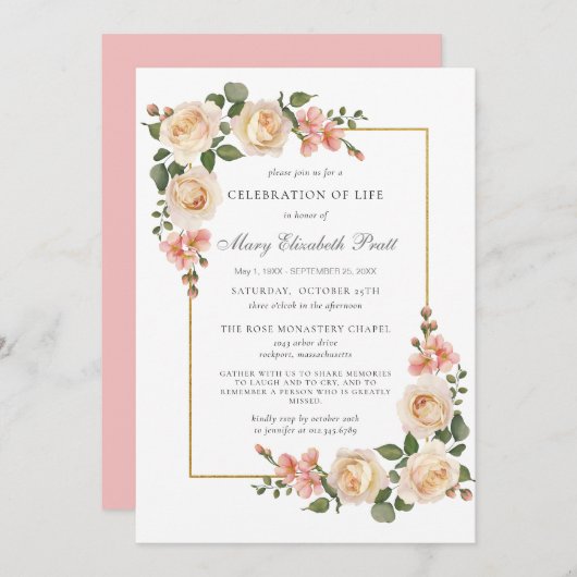 Beerdigung von Lebensgedenken Einladung (Vorne/Hinten)