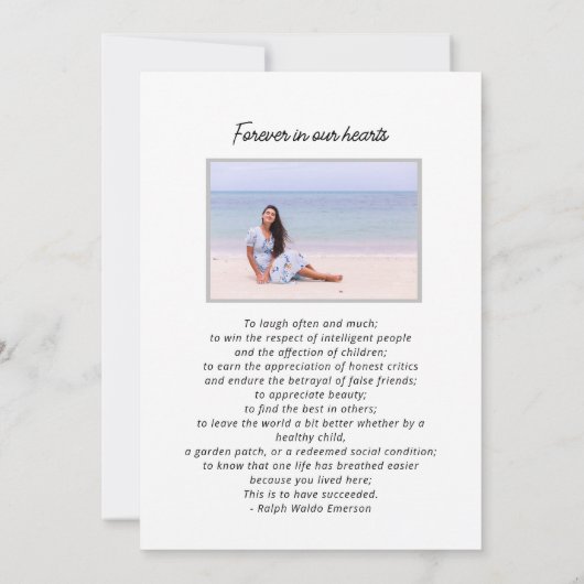 Beerdigung von Life Beach Themed Foto Beerdigung Einladung (Rückseite)