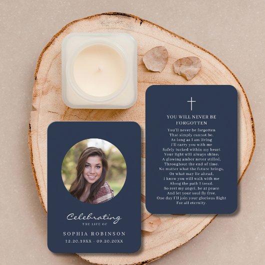 Beerdigung von Life Foto Beerdigung Blauer Gebetsk Visitenkarte