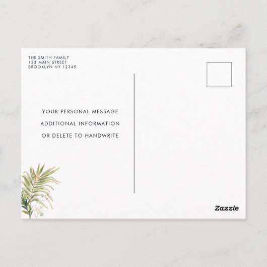 Beerdigung von Life Greenery Chic Beerdigung Geden Postkarte (Rückseite)