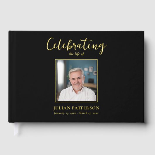 Beerdigung von Life Simple Foto Gold Foil Beerdigu Gästebuch (Vorderseite)