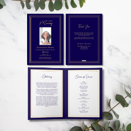 Beerdigung von Navy & Gold Service Foto Card Karte