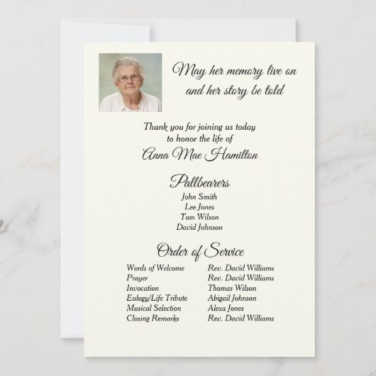 Beerdigung von Ocean Sunrise Einladung (Rückseite)