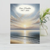 Beerdigung von Ocean Sunrise Einladung (Stehend Vorderseite)